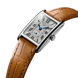 Longines Dolcevita silver dial watch closer angled view