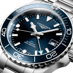 Longines HydroConquest GMT 41mm blue dial close up