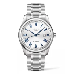 Longines Master Collection 40mm Watch with Silver Dial and Blue Hand Detail