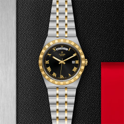 TUDOR Steel & Gold Royal Collection Black Dial Watch - 41mm