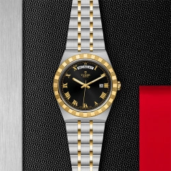 TUDOR Steel & Gold Royal Collection Black Dial Watch - 41mm
