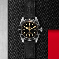 TUDOR Black Bay Black Dial Leather Strap Watch - 41mm