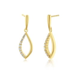 Marquise 18ct Yellow Gold 0.18ct Diamond Earrings angled