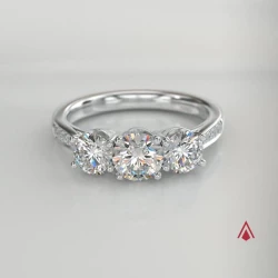 Memoire Platinum & Diamond Three Stone Engagement Ring 360 degree video 
