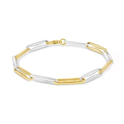 Mixed Gold Slender Link Bracelet with white and yellow gold links