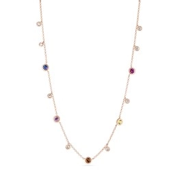 18ct Rose Gold Multi Coloured Sapphire & Diamond Necklet