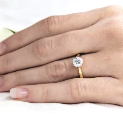Open Tulip 18ct Yellow Gold 0.60ct Diamond Engagement Ring on hand
