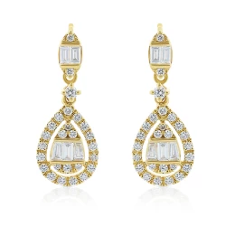 Pear Drop Yellow Gold Diamond Earrings