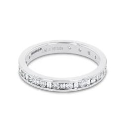Platinum 0.50ct Brilliant & Baguette Cut Diamond Channel Set 3mm Wedding Ring