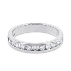Platinum 0.50ct Brilliant Cut Diamond Channel Set Wedding Ring