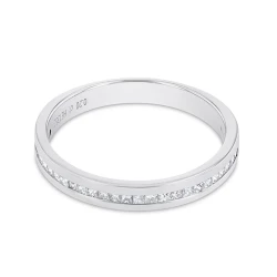 Platinum 0.53ct Princess Cut Diamond Channel Set Wedding Ring