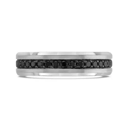 Platinum 0.75ct Black Diamond Centre 5.5mm Wedding Ring