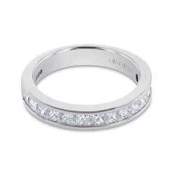 Platinum 1.00ct Princess Cut Diamond Channel Set Wedding Ring