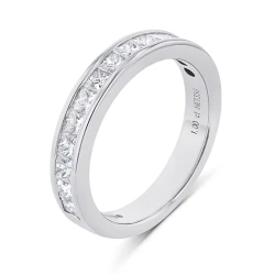 Platinum 1.00ct Princess Cut Diamond Channel Set Wedding Ring