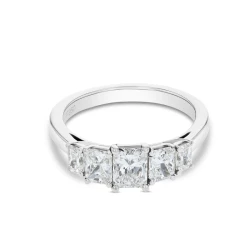 Platinum 1.45ct Radiant Cut 5 Stone Diamond Ring flat view