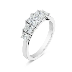 Platinum 1.45ct Radiant Cut 5 Stone Diamond Ring