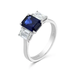 Platinum 1.90ct Sapphire & Diamond Trilogy Ring