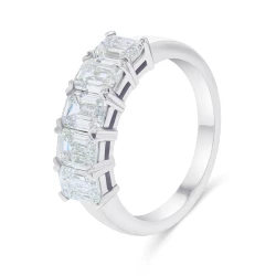 Platinum 2.12ct 5 Stone Emerald Cut Diamond Ring