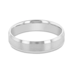 Platinum 5mm Satin & Polish Bevel Edge Wedding Ring