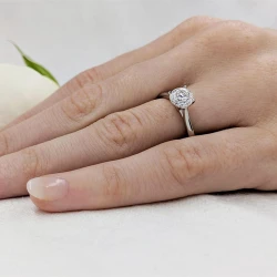 Platinum & 1.21ct Diamond Solitaire Engagement Ring on Hand