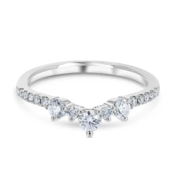 Platinum & Diamond Curved Tiara Ring Front View