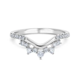 Platinum & Diamond Staggered "V" Tiara Ring Front View