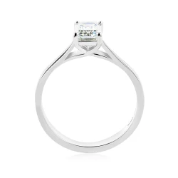 Platinum & Emerald Cut 0.73ct Diamond Ring Upright