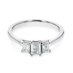 Platinum & Octagon Diamond Trilogy Engagement Ring Flat
