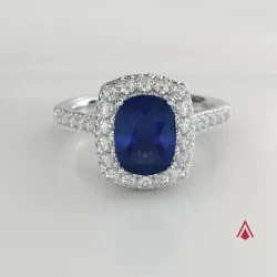 Platinum Cushion 3.30ct Sapphire & Diamond Cluster Ring 360 Video
