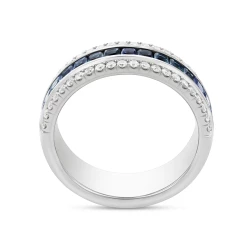 Platinum Ombre Sapphire & Diamond Ring upright