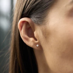 Platinum Open Tulip 0.30ct Diamond Stud Earring in Ear