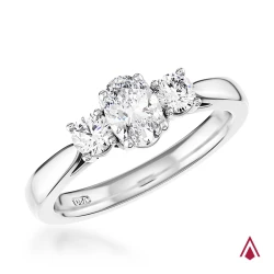 Platinum Royal Oval & Brilliant Cut Diamond Engagement Ring - 0.50ct