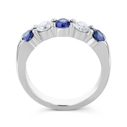 Platinum Sapphire & Diamond Five Stone Half Eternity Style Ring