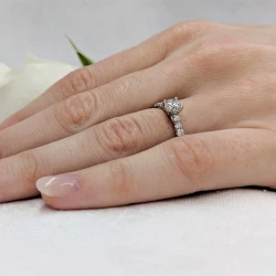 Platinum Skye Classic 0.40ct Diamond Solitaire Engagement Ring on hand