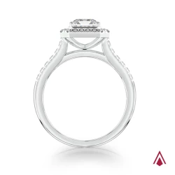 Platinum Skye Emerald Diamond Cluster Design Engagement Ring - 0.55ct