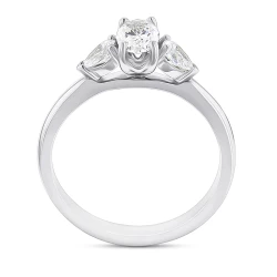 Platinum Three Stone Oval & Pear Cut Diamond Ring