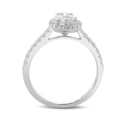 18ct White Gold Marquise, Pear, Princess & Brilliant Cut Diamond Pear Shaped Halo Ring