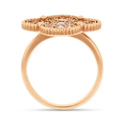 Rose Gold Alhambra Pave Diamond Ring upright