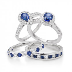 Platinum Sapphire & Diamond Channel Set Eternity Style Ring