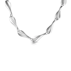 Silver Concave Link Necklace with a Satin & Polished Finish