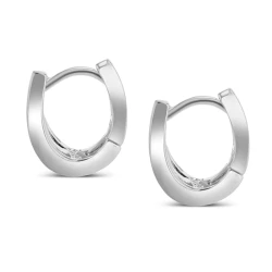 Silver Satin & Polished Mini Curved Cross-Over Design Hoops