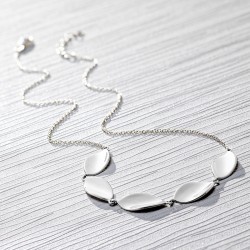 Silver Five Concave Marquise Link Necklet