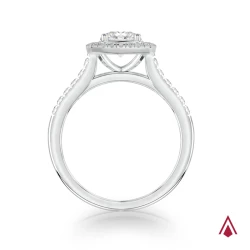 Skye Brava Platinum & 0.70ct Diamond Halo Ring Upright Profile View