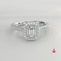 Skye Emerald Platinum 0.87ct Diamond Halo Ring 360 degree video