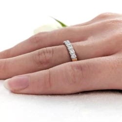 Skye Eternity 18ct Yellow Gold 0.53ct Diamond Wedding Ring on hand