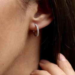 Skye Hoop Platinum 0.22ct Diamond Earrings in ear