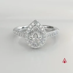 Skye Platinum and Pear Diamond Cluster Engagement Ring 360 degree video