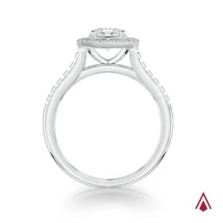 Platinum Skye Brava Round Brilliant Diamond Cushion Shaped Cluster Engagement Ring - 0.50ct