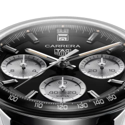 TAG Heuer Carrera Chronograph 39mm Black and steel dial close up