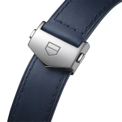 TAG Heuer Carrera Chronograph Blue strap clasp close up
